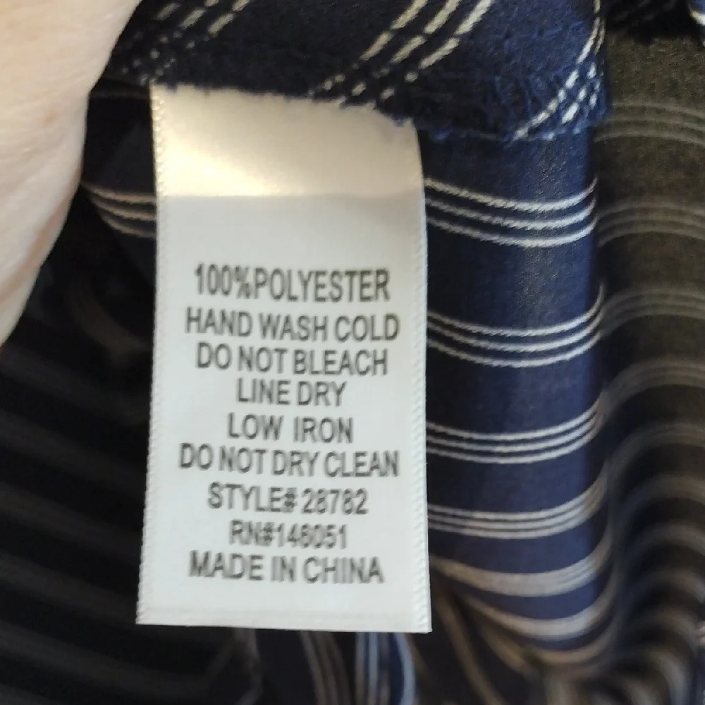 Chic Navy Striped Blouse with Tie Front - Picture 11 of 12